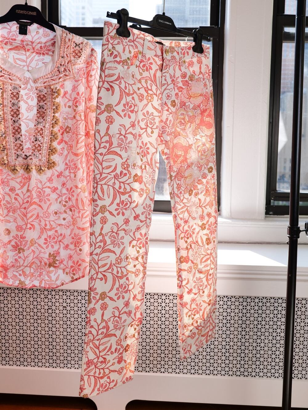 Roberto Cavalli Vintage Red White Flower Pants